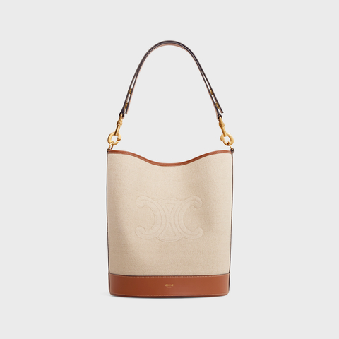 SAILOR BUCKET CUIR TRIOMPHE IN TEXTILE AND CALFSKIN NATURAL / TAN - Image 1